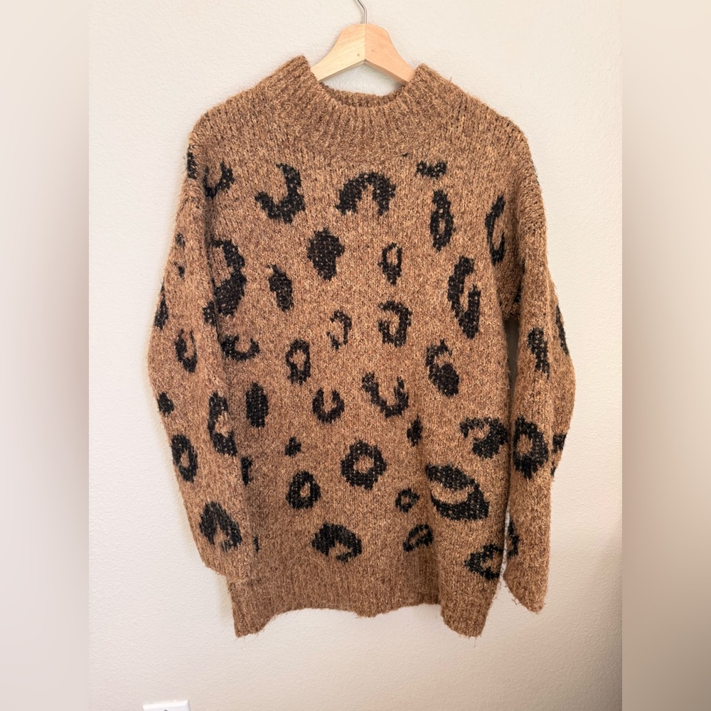 Universal Thread Leopard Patterned Cowl Neck Sweater